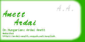 anett ardai business card